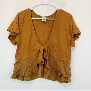 WE THE FREE brown short sleeve blouse